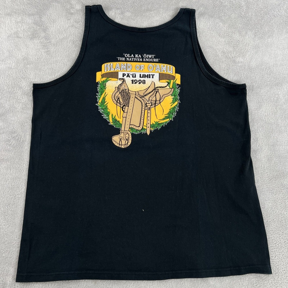Vtg Surf Aloha Festivals 1998 Tank Top 2XL Black Men Island of Oahu Hawaii Anvil